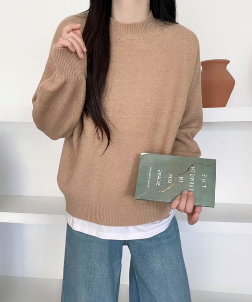 Beststore(ベストストア)の「ミックスカラーオーバーニット ユニセックス カラーニット(ニット/セーター・レディース・ブラック/ライトベージュ/ライトブルー/ライトピンク/ブルー系その他/パープル/ホワイト/ベージュ系その他/キャメル/レッド/イエロー・FREE)」の15枚目の写真