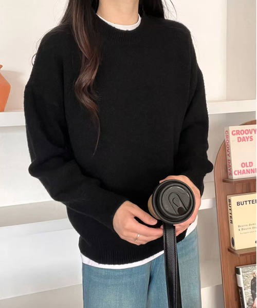 Beststore(ベストストア)の「ミックスカラーオーバーニット ユニセックス カラーニット(ニット/セーター・レディース・ブラック/ライトベージュ/ライトブルー/ライトピンク/ブルー系その他/パープル/ホワイト/ベージュ系その他/キャメル/レッド/イエロー・FREE)」の12枚目の写真
