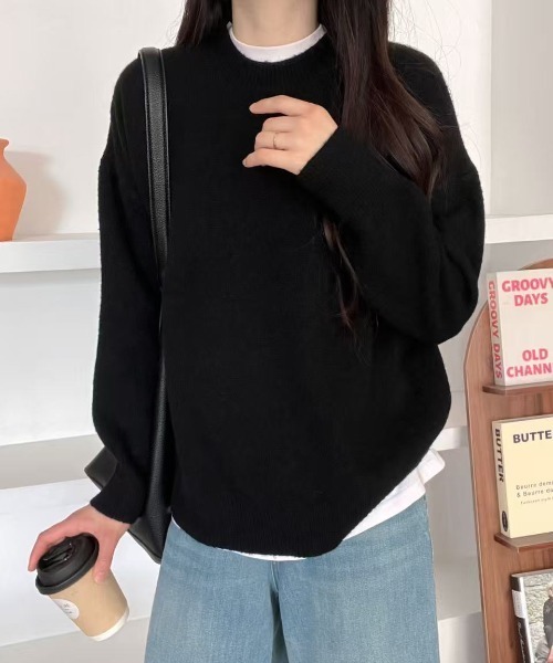 Beststore(ベストストア)の「ミックスカラーオーバーニット ユニセックス カラーニット(ニット/セーター・レディース・ブラック/ライトベージュ/ライトブルー/ライトピンク/ブルー系その他/パープル/ホワイト/ベージュ系その他/キャメル/レッド/イエロー・FREE)」の13枚目の写真