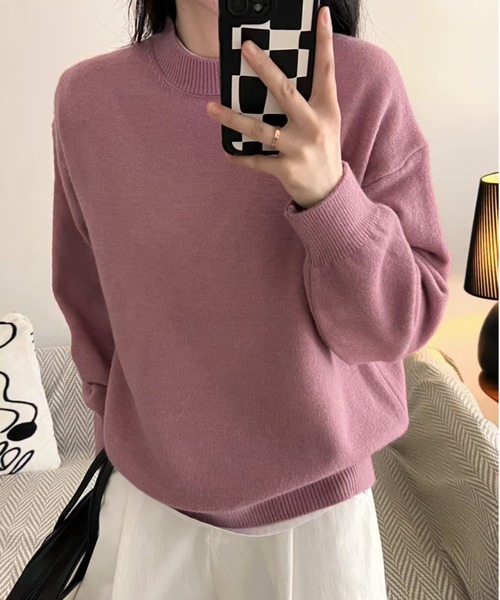 Beststore(ベストストア)の「ミックスカラーオーバーニット ユニセックス カラーニット(ニット/セーター・レディース・ブラック/ライトベージュ/ライトブルー/ライトピンク/ブルー系その他/パープル/ホワイト/ベージュ系その他/キャメル/レッド/イエロー・FREE)」の18枚目の写真