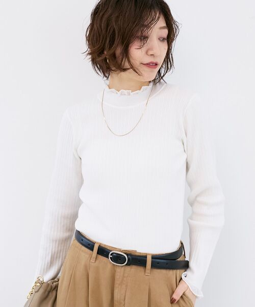 le.coeur blanc（ルクールブラン）の「シアーフリルリブニット（ニット/セーター・レディース・ブラウン/グレー/ブラック/アイボリー・38）」の21枚目の写真