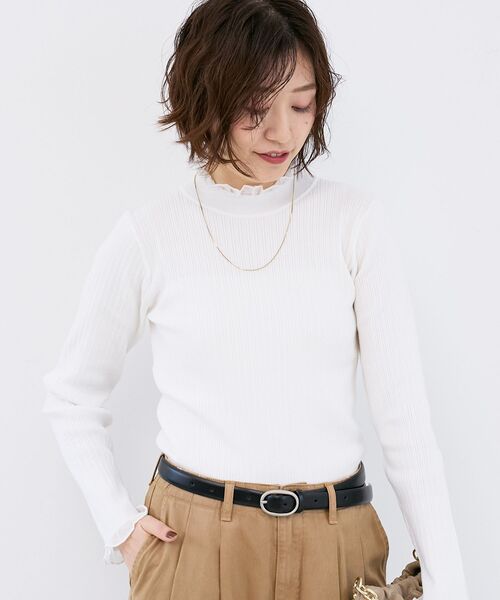 le.coeur blanc（ルクールブラン）の「シアーフリルリブニット（ニット/セーター・レディース・ブラウン/グレー/ブラック/アイボリー・38）」の22枚目の写真