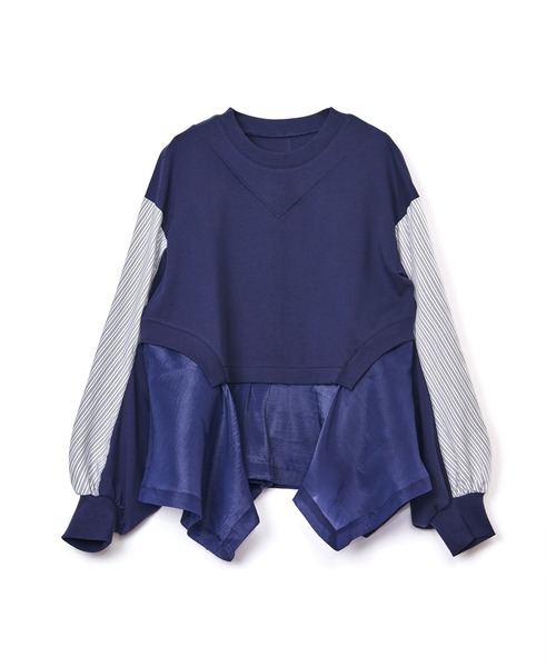 AULA AILA(アウラアイラ)の「ストライプスリーブプルオーバー(Tシャツ/カットソー・レディース・オフホワイト/ブラック/ネイビー・0)」の1枚目の写真