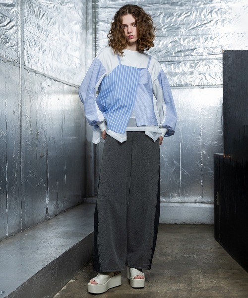 AULA AILA(アウラアイラ)の「ストライプスリーブプルオーバー(Tシャツ/カットソー・レディース・オフホワイト/ブラック/ネイビー・0)」の12枚目の写真