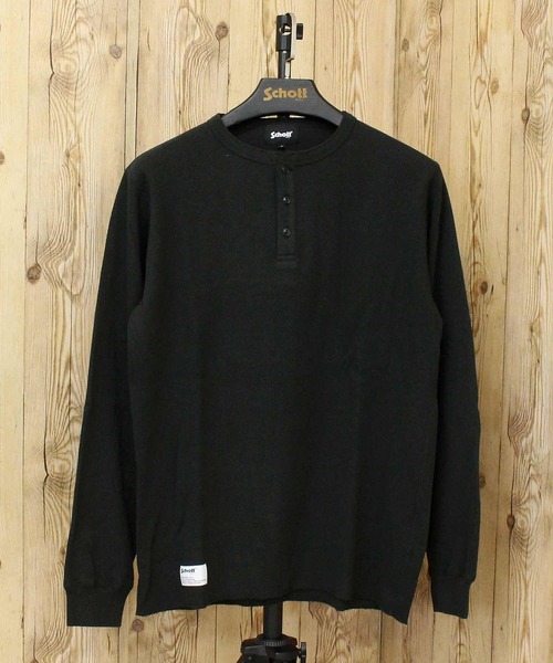 schott（ショット）の「HONEYCOMB WAFFLE HENRY NACK T-SHIRT（Tシャツ/カットソー・メンズ・ホワイト/グレー/ブラック・XL/L/M）」の3枚目の写真