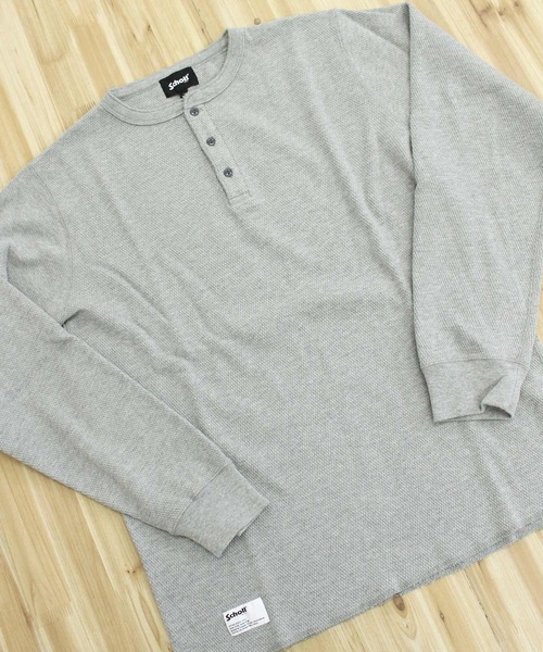 schott（ショット）の「HONEYCOMB WAFFLE HENRY NACK T-SHIRT（Tシャツ/カットソー・メンズ・ホワイト/グレー/ブラック・XL/L/M）」の15枚目の写真