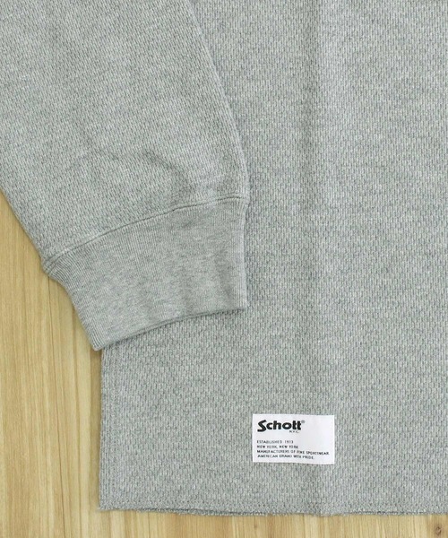 schott（ショット）の「HONEYCOMB WAFFLE HENRY NACK T-SHIRT（Tシャツ/カットソー・メンズ・ホワイト/グレー/ブラック・XL/L/M）」の13枚目の写真