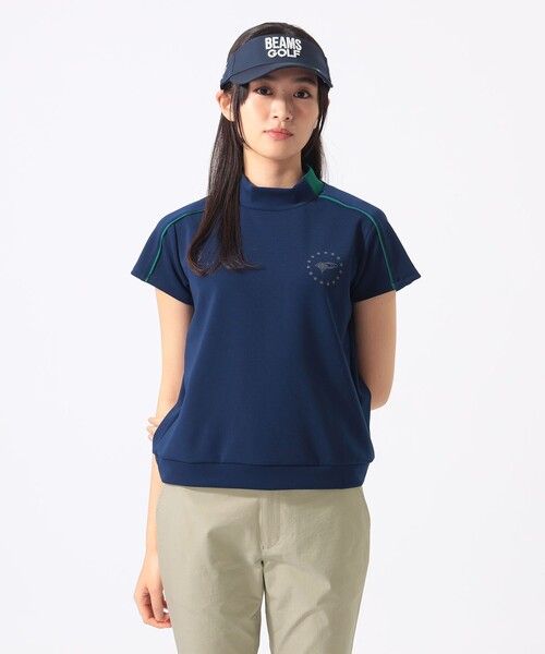BEAMS GOLF(ビームスゴルフ)の「ORANGE LABEL / サッカーシャツ風 ストレッチ モックネックシャツ(Tシャツ/カットソー・レディース・ブラック/ホワイト/ネイビー・LARGE/MEDIUM/SMALL)」の3枚目の写真
