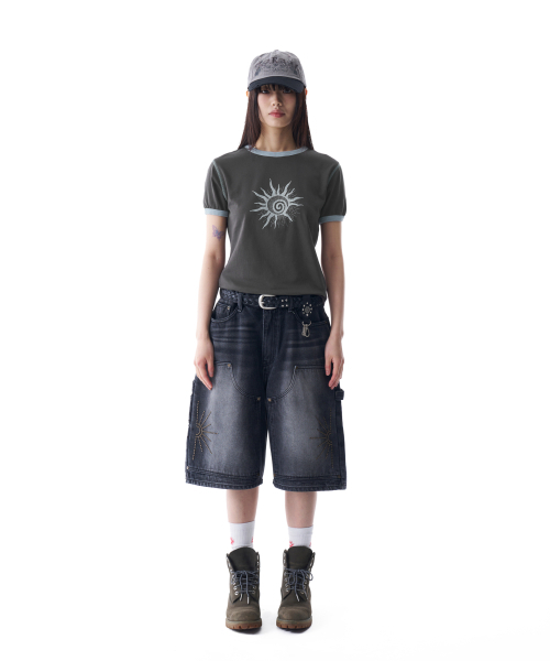 AAKAM(アーカム)の「Washed Double Knee Bermuda Denim Pants (Black)(その他パンツ・レディース・その他・2/1)」の4枚目の写真