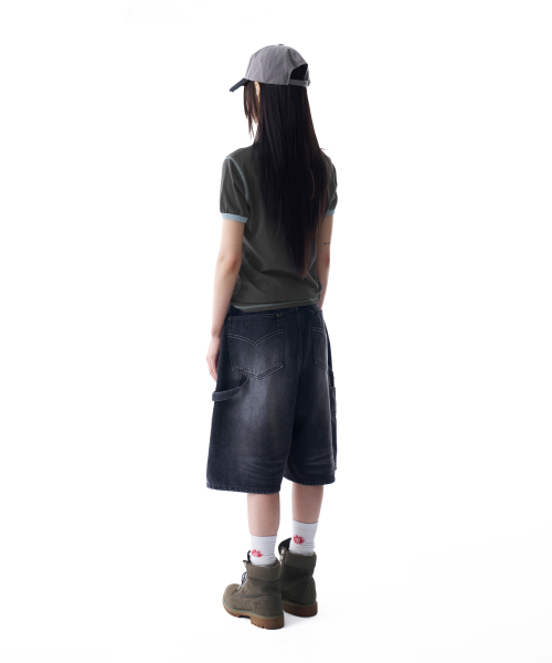 AAKAM(アーカム)の「Washed Double Knee Bermuda Denim Pants (Black)(その他パンツ・レディース・その他・2/1)」の6枚目の写真