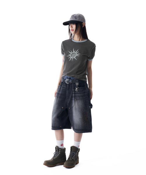 AAKAM(アーカム)の「Washed Double Knee Bermuda Denim Pants (Black)(その他パンツ・レディース・その他・2/1)」の7枚目の写真