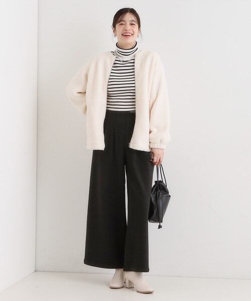 SHOO・LA・RUE（シューラルー）の「【洗濯機可】即サマになる ノーカラー ボアブルゾン（ブルゾン・レディース・ブラック/ホワイト/ライトグレー/ブラウン系・04/03/02/01）」の11枚目の写真