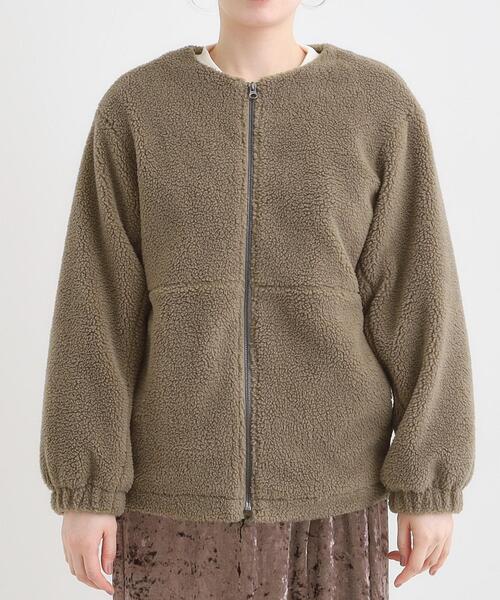 SHOO・LA・RUE（シューラルー）の「【洗濯機可】即サマになる ノーカラー ボアブルゾン（ブルゾン・レディース・ブラック/ホワイト/ライトグレー/ブラウン系・04/03/02/01）」の21枚目の写真