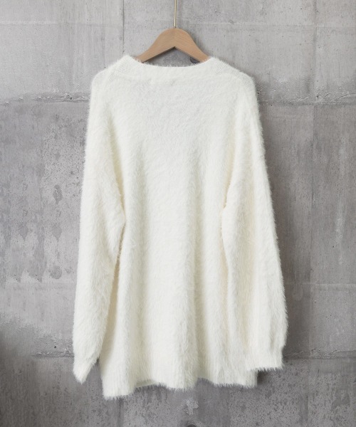 セール】シャギーニットカーディガンVネック秋冬服（カーディガン