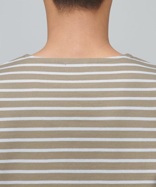 MUSINSA STANDARD（ムシンサスタンダード）の「ストライプボートネック長袖Tシャツ[ベージュ/アイボリー]（Tシャツ/カットソー・メンズ・その他・MEDIUM/LARGE/X-LARGE/XX-LARGE）」の4枚目の写真