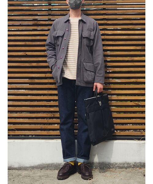 MUSINSA STANDARD（ムシンサスタンダード）の「ストライプボートネック長袖Tシャツ[ベージュ/アイボリー]（Tシャツ/カットソー・メンズ・その他・MEDIUM/LARGE/X-LARGE/XX-LARGE）」の6枚目の写真