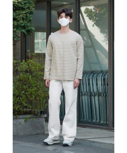 MUSINSA STANDARD（ムシンサスタンダード）の「ストライプボートネック長袖Tシャツ[ベージュ/アイボリー]（Tシャツ/カットソー・メンズ・その他・MEDIUM/LARGE/X-LARGE/XX-LARGE）」の9枚目の写真