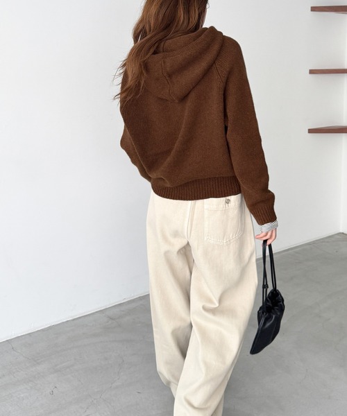 CANAL JEAN(キャナルジーン)の「El mar ウールヘンリーパーカーニット(ニット/セーター・レディース・レッド/ブラウン/グレー・ONE SIZE)」の5枚目の写真