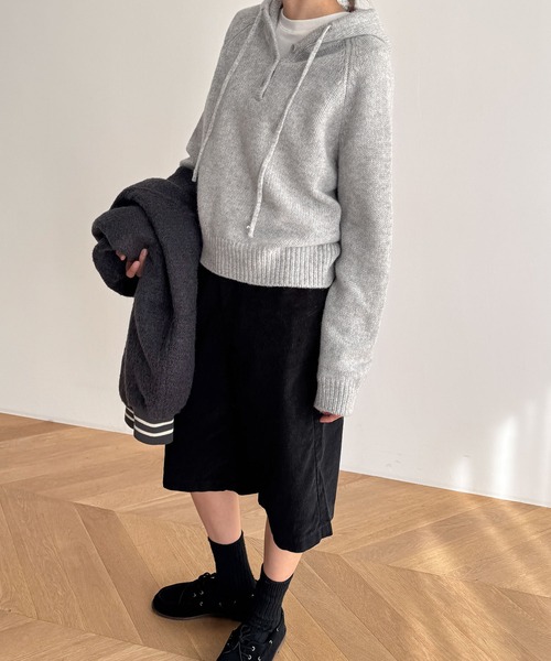 CANAL JEAN(キャナルジーン)の「El mar ウールヘンリーパーカーニット(ニット/セーター・レディース・レッド/ブラウン/グレー・ONE SIZE)」の10枚目の写真