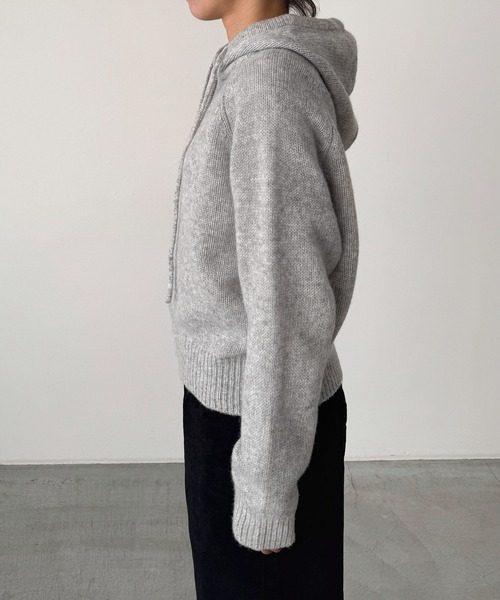 CANAL JEAN(キャナルジーン)の「El mar ウールヘンリーパーカーニット(ニット/セーター・レディース・レッド/ブラウン/グレー・ONE SIZE)」の14枚目の写真