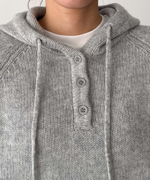 CANAL JEAN(キャナルジーン)の「El mar ウールヘンリーパーカーニット(ニット/セーター・レディース・レッド/ブラウン/グレー・ONE SIZE)」の16枚目の写真