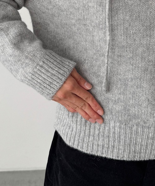 CANAL JEAN(キャナルジーン)の「El mar ウールヘンリーパーカーニット(ニット/セーター・レディース・レッド/ブラウン/グレー・ONE SIZE)」の17枚目の写真