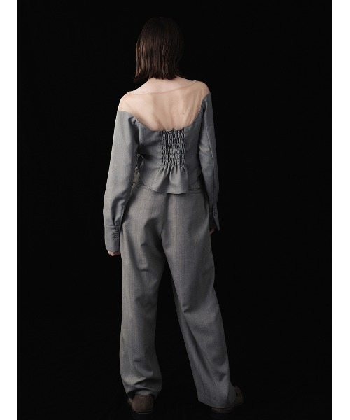 ELCHELE(エルチェレ)の「HIGH WAIST WIDE PANTS(スラックス・レディース・アイボリー/グレー・36/38)」の9枚目の写真