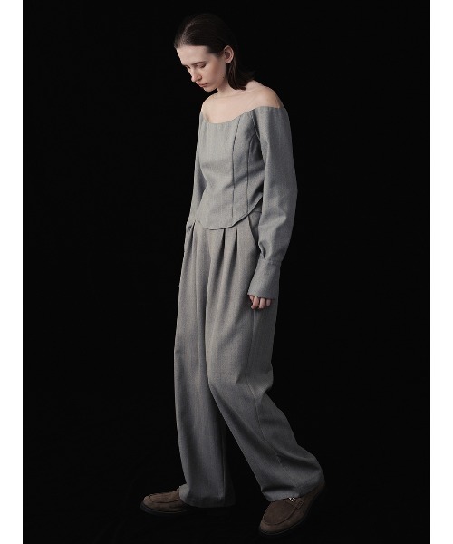 ELCHELE(エルチェレ)の「HIGH WAIST WIDE PANTS(スラックス・レディース・アイボリー/グレー・36/38)」の11枚目の写真