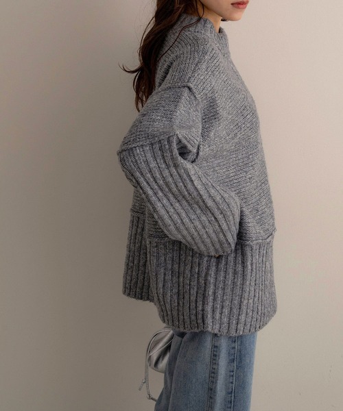 NOAHL(ノアル)の「【NOAHL】リブ編みデザインニットプルオーバー(ニット/セーター・レディース・ライトベージュ/杢グレー・FREE)」の22枚目の写真