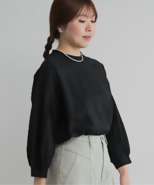 NOMBRE IMPAIR(ノンブルアンペール)の「グリットクロスコンビ 袖口シャーリングP/O(Tシャツ/カットソー・レディース・ホワイト/ブラック・FREE)」の8枚目の写真