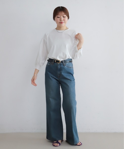 NOMBRE IMPAIR(ノンブルアンペール)の「グリットクロスコンビ 袖口シャーリングP/O(Tシャツ/カットソー・レディース・ホワイト/ブラック・FREE)」の9枚目の写真