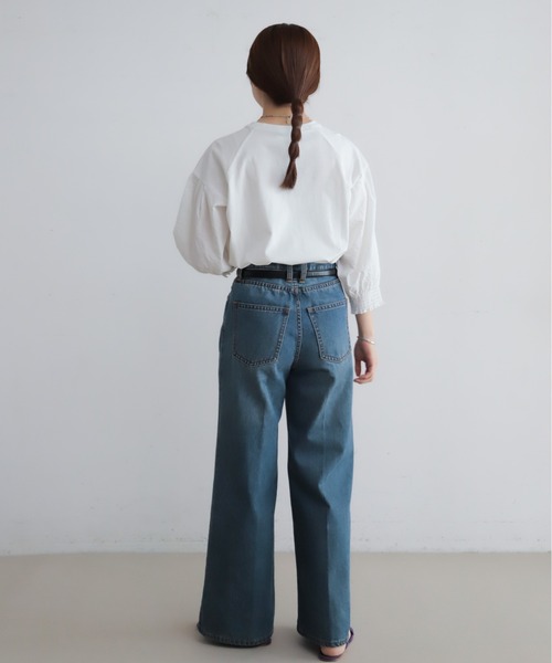 NOMBRE IMPAIR(ノンブルアンペール)の「グリットクロスコンビ 袖口シャーリングP/O(Tシャツ/カットソー・レディース・ホワイト/ブラック・FREE)」の12枚目の写真