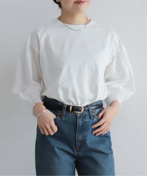 NOMBRE IMPAIR(ノンブルアンペール)の「グリットクロスコンビ 袖口シャーリングP/O(Tシャツ/カットソー・レディース・ホワイト/ブラック・FREE)」の15枚目の写真