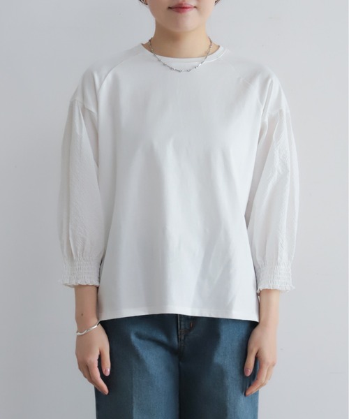 NOMBRE IMPAIR(ノンブルアンペール)の「グリットクロスコンビ 袖口シャーリングP/O(Tシャツ/カットソー・レディース・ホワイト/ブラック・FREE)」の19枚目の写真