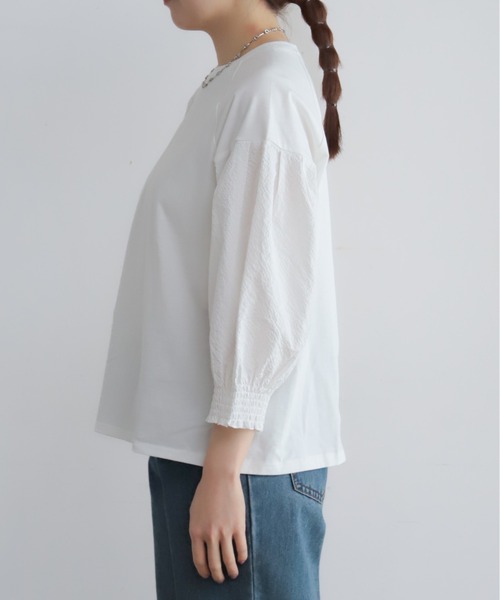 NOMBRE IMPAIR(ノンブルアンペール)の「グリットクロスコンビ 袖口シャーリングP/O(Tシャツ/カットソー・レディース・ホワイト/ブラック・FREE)」の22枚目の写真
