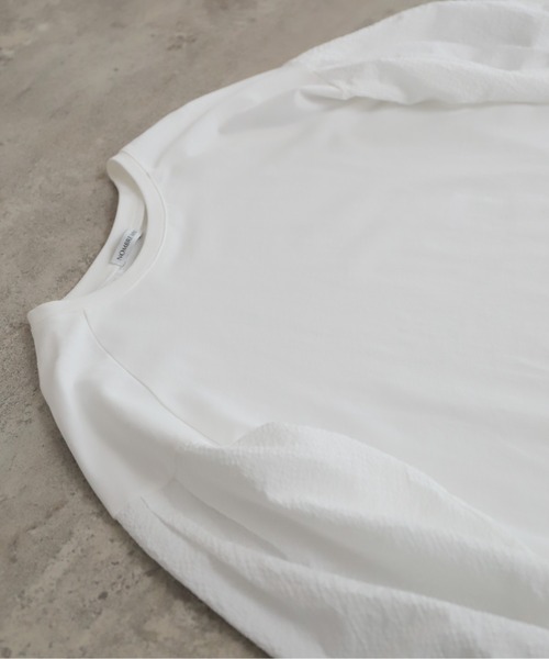 NOMBRE IMPAIR(ノンブルアンペール)の「グリットクロスコンビ 袖口シャーリングP/O(Tシャツ/カットソー・レディース・ホワイト/ブラック・FREE)」の7枚目の写真