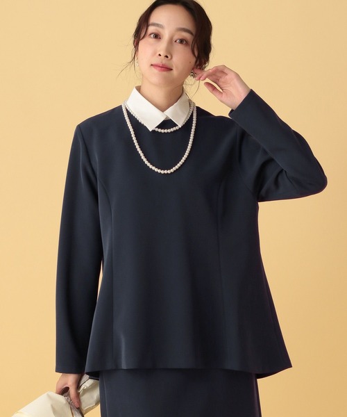 Elura（エルーラ）の「≪入卒/セレモニー/通勤≫ダブルクロス襟付きプルオーバー/603854（シャツ/ブラウス・レディース・ブラック/アイボリー/ネイビー・FREE）」の3枚目の写真