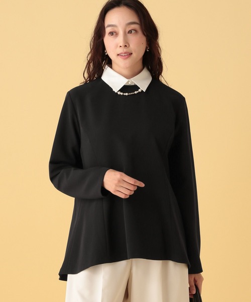 Elura（エルーラ）の「≪入卒/セレモニー/通勤≫ダブルクロス襟付きプルオーバー/603854（シャツ/ブラウス・レディース・ブラック/アイボリー/ネイビー・FREE）」の2枚目の写真