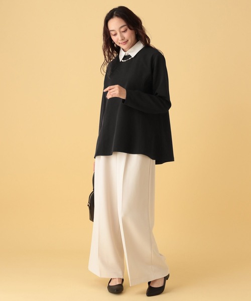 Elura（エルーラ）の「≪入卒/セレモニー/通勤≫ダブルクロス襟付きプルオーバー/603854（シャツ/ブラウス・レディース・ブラック/アイボリー/ネイビー・FREE）」の4枚目の写真