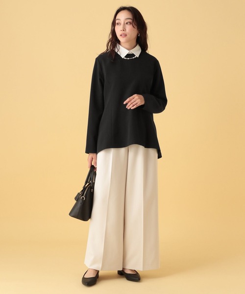 Elura（エルーラ）の「≪入卒/セレモニー/通勤≫ダブルクロス襟付きプルオーバー/603854（シャツ/ブラウス・レディース・ブラック/アイボリー/ネイビー・FREE）」の5枚目の写真