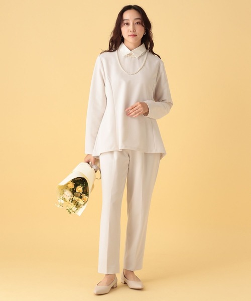 Elura（エルーラ）の「≪入卒/セレモニー/通勤≫ダブルクロス襟付きプルオーバー/603854（シャツ/ブラウス・レディース・ブラック/アイボリー/ネイビー・FREE）」の7枚目の写真