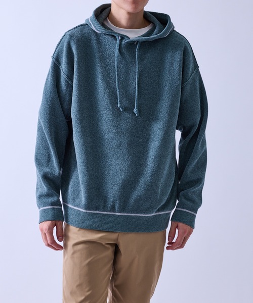 le cercle ADAM ET ROPE'(ルセルクルアダムエロペ)の「コンビモールニットパーカー(パーカー・メンズ・オリーブ/グレー/ベージュ・L/LL/M)」の6枚目の写真