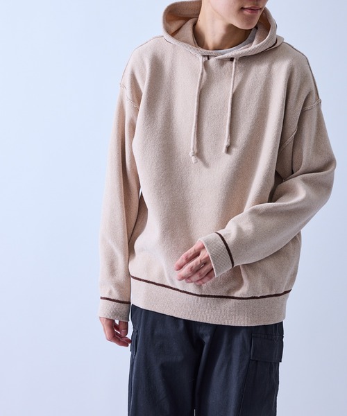 le cercle ADAM ET ROPE'(ルセルクルアダムエロペ)の「コンビモールニットパーカー(パーカー・メンズ・オリーブ/グレー/ベージュ・L/LL/M)」の5枚目の写真