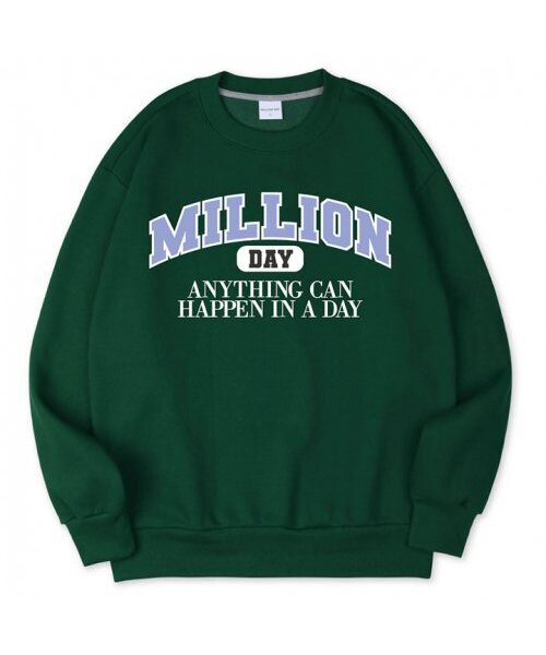 MILLION DAY(ミリオンデイ)の「MILLION CAMPUS SWEATSHIRT(スウェット・メンズ・イエロー/ダークグリーン/パープル/ホワイト・LARGE/X-LARGE/MEDIUM)」の5枚目の写真