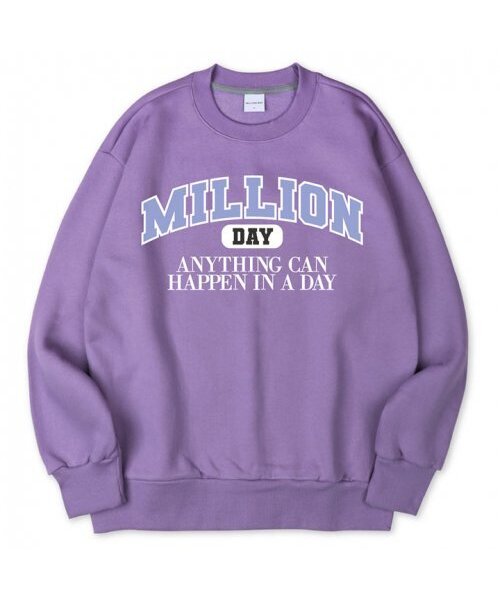 MILLION DAY(ミリオンデイ)の「MILLION CAMPUS SWEATSHIRT(スウェット・メンズ・イエロー/ダークグリーン/パープル/ホワイト・LARGE/X-LARGE/MEDIUM)」の7枚目の写真