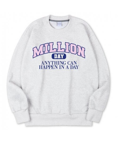 MILLION DAY(ミリオンデイ)の「MILLION CAMPUS SWEATSHIRT(スウェット・メンズ・イエロー/ダークグリーン/パープル/ホワイト・LARGE/X-LARGE/MEDIUM)」の8枚目の写真