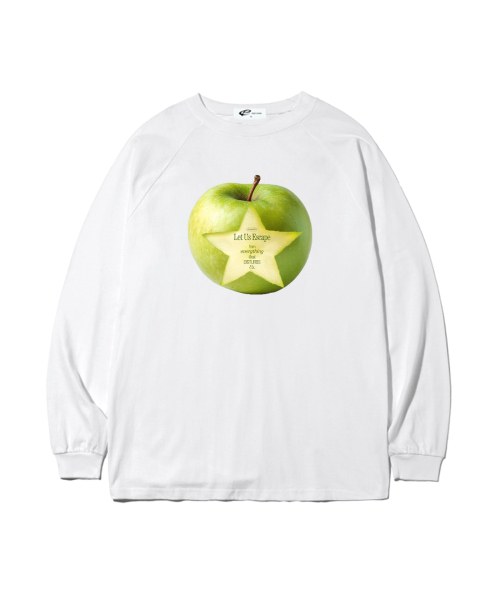 ESCAPEFROM（エスケープフロム）の「レットズアップルプリントロングスリーブ [2カラー]（Tシャツ/カットソー・レディース・ホワイト/ブラウン・MEDIUM/LARGE/SMALL）」の3枚目の写真