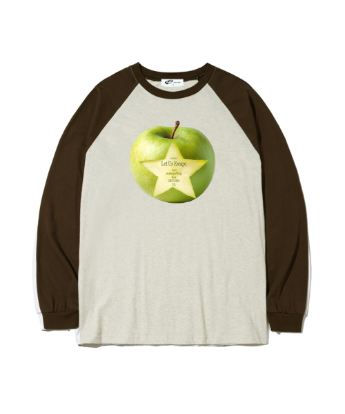 ESCAPEFROM（エスケープフロム）の「レットズアップルプリントロングスリーブ [2カラー]（Tシャツ/カットソー・レディース・ホワイト/ブラウン・MEDIUM/LARGE/SMALL）」の4枚目の写真