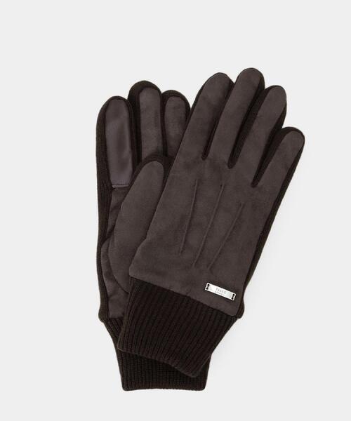 TAKEO KIKUCHI（タケオキクチ）の「スエード調ニットコンビ ウォッシャブルグローブ（手袋・メンズ・ブラック/ダークブラウン/ベージュ/ネイビー/ダークグレー・00）」の4枚目の写真