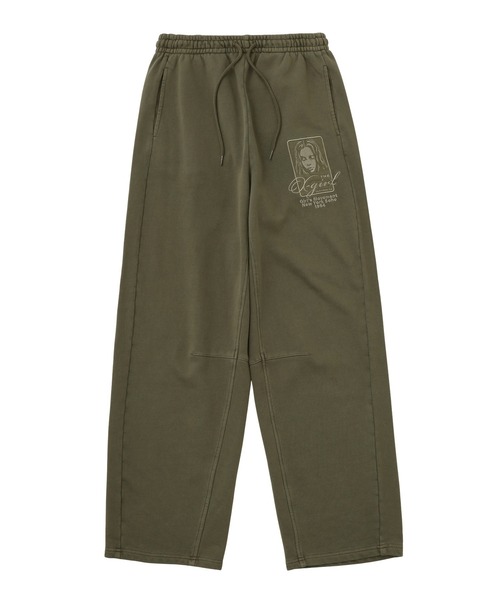 X-girl（エックスガール）の「PIGMENT DYED FACE AND LOGO SQUARE PATCH SWEATPANTS（スウェットパンツ・レディース・ブラック/オリーブ/ピンク・S/M）」の12枚目の写真